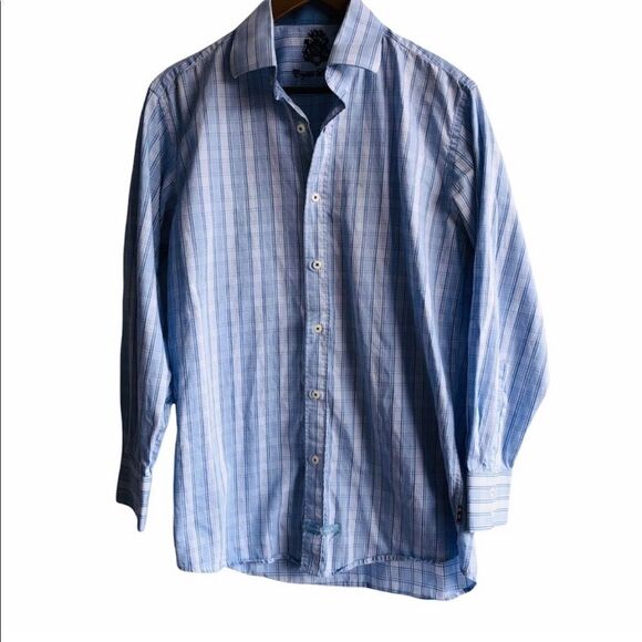 Men's English Laundry Blue & White Plaid Button Down Shirt - Picture 1 of 9